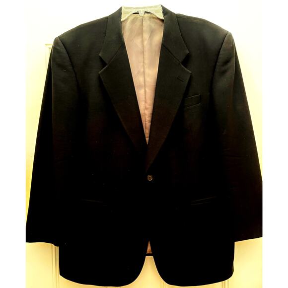 Tallia Sartoria Pure Worsted  Wool Men’s Size 46R Black Single Button Blazer EUC - Picture 1 of 11